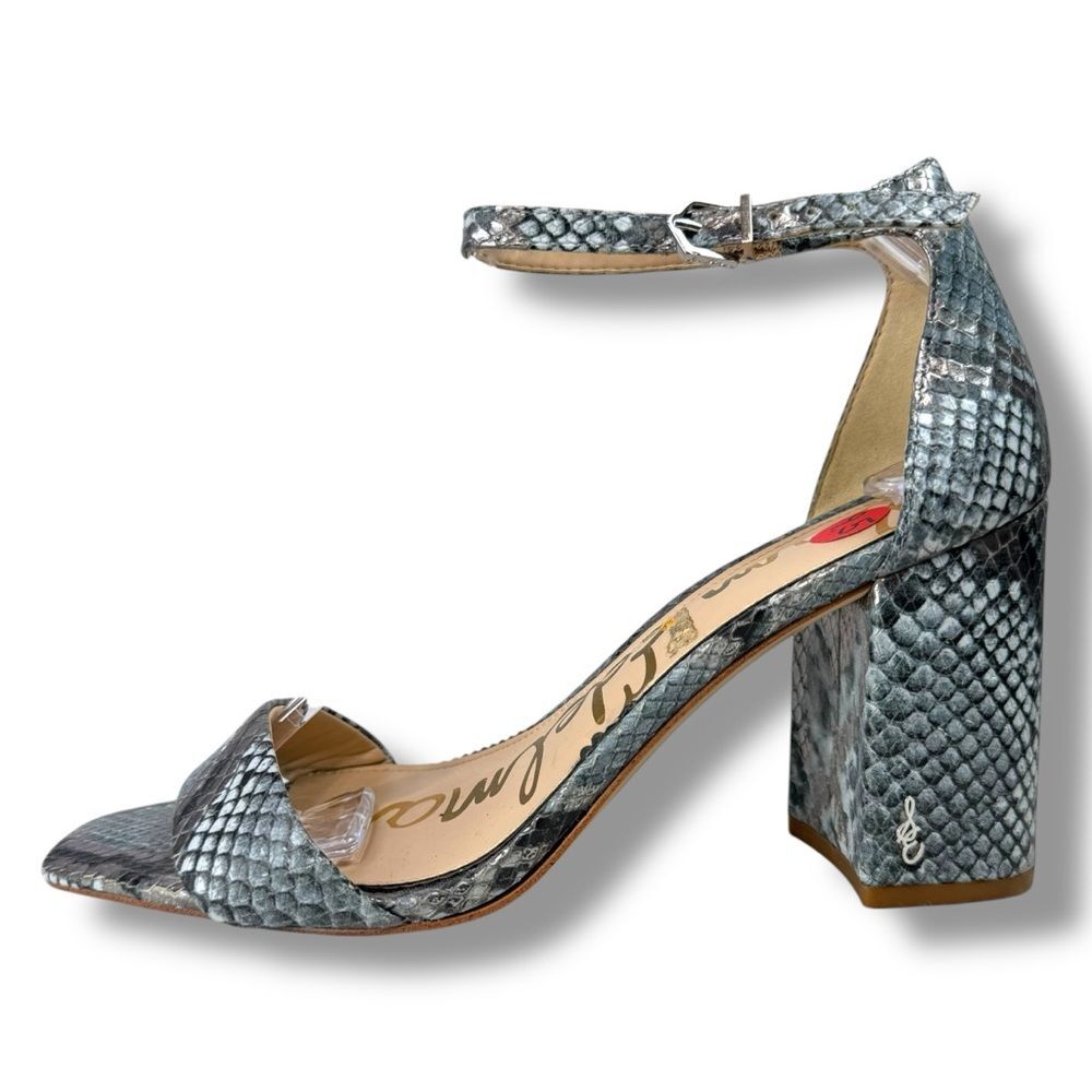 Sam Edelman Daniella Square Toe Sandals Blue Snakeskin Size 9.5 Resort Wedding